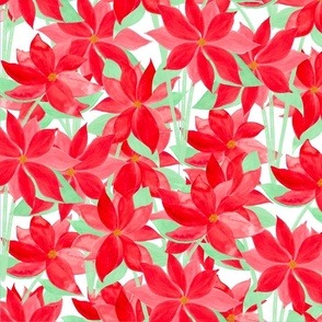 Watercolor Poinsettia Holiday Floral Christmas 