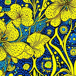 Pointillism yellow flowers