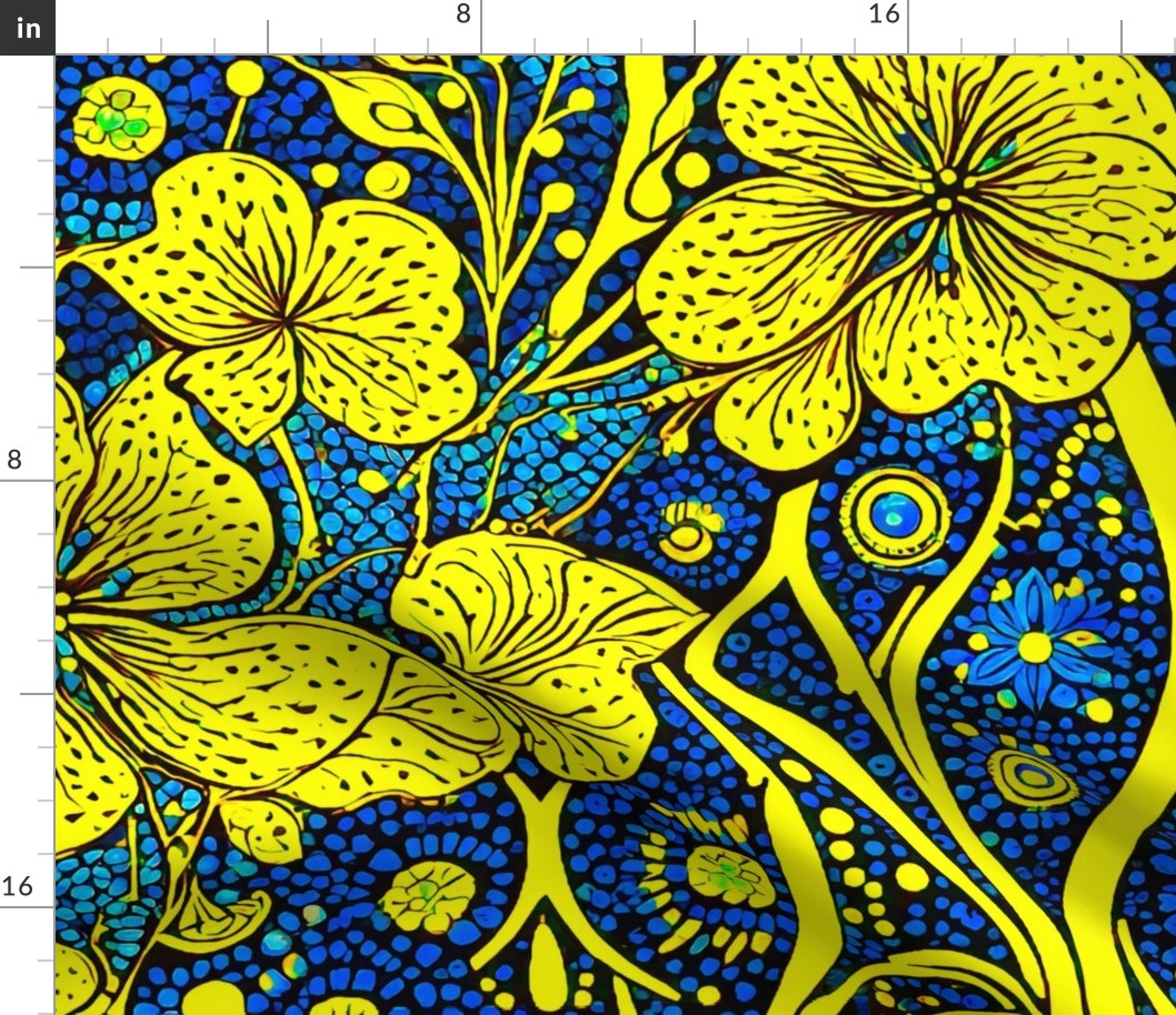 Pointillism yellow flowers