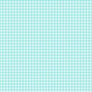 Tiny Squared Beautiful Teal and White Gingham Plaid