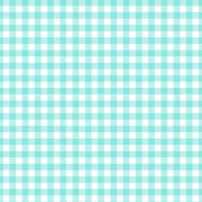 Quarter Inch Squares, Beautiful Teal and White Gingham Plaid