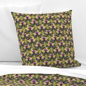 Scotland Flower Thistle Finches Yellow Cottage Core | Purple Thistle Goldfinch Birds Citrine Yellow Damask Historical Décor, Arts and Crafts Yellow Purple Flower Thistles, Highland Birds, Decorative Elements, Floral Bird Pattern, Victorian Influence, High