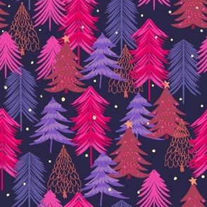 Purple and pink Christmas trees