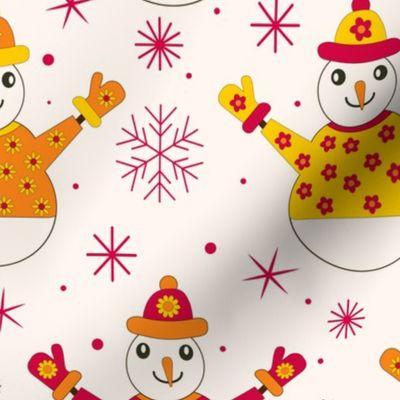Groovy Christmas Snowmen with Snowflakes 