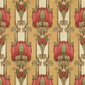 1907 Vintage Art Nouveau Rose Stripe - Original Colors