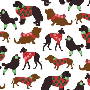 Dogs Wearing Holiday Sweater Christmas Dogs Gingerbread Cookies Holiday puppy red green