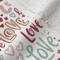Valentines Love Hand Lettered // Pastel pink and green on White