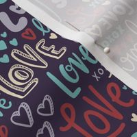 Valentines Love Hand Lettered // Dark Purple