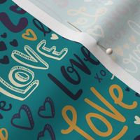 Valentines Love Hand Lettered // Blue Valentine // Turquoise Teal