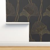 Art Nouveau Ginkgo in Dark Charcoal