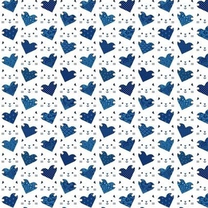 Cats and Hearts- Valentines Day- Cute White Cat Holding Blue Hearth- Novelty Pets- Kitsch- Love- Indigo Blue- Navy Blue- Denim Blue- sMini