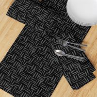 Hand Drawn Crosshatch Basket Weave, Black and Dark Grey (Medium Scale)