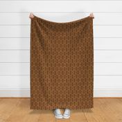 Retro 70s Hexagon Chain Link Stripes Batik Block Print in Cinnamon Brown and Desert Sun (Medium Scale)