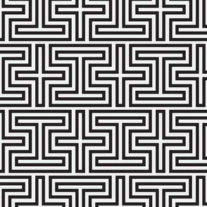 Geometric Greek Inspired Wall Paper in Black and White