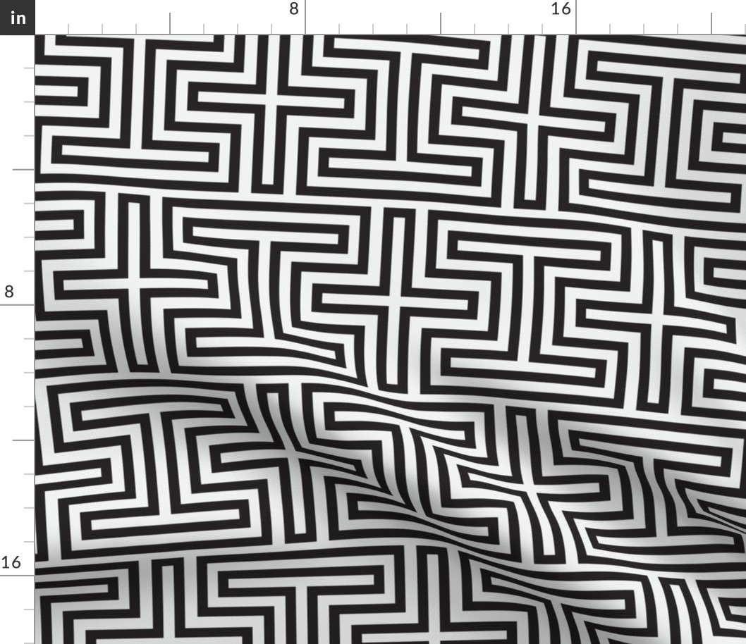 Geometric Greek Inspired Wall Paper in Black and White