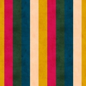 Mid-Century Modern Velvety Stripes- Gold, Green & Red