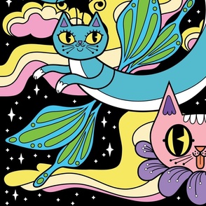 Psychedelic Cats_Turquoise