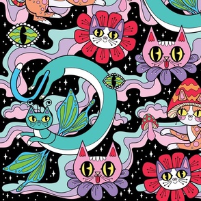 Psychedelic Cats_Pink _ Red_Small