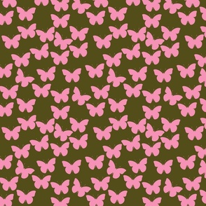 Pink Butterflies in Olive