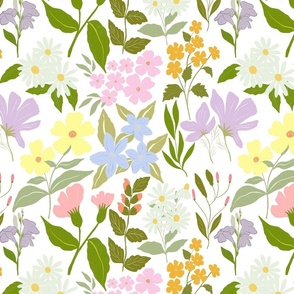 Colorful Floral garden on white- medium