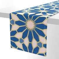 Art Deco Floral Geometric in Blue, Peach Blush, and (Faux) Gold - Jumbo - Geometric Floral, Statement Print, Daisy Geometric