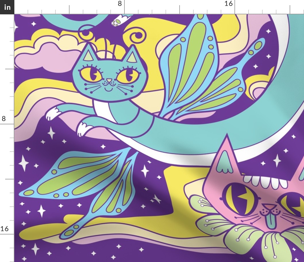 Psychedelic Cats in Purple