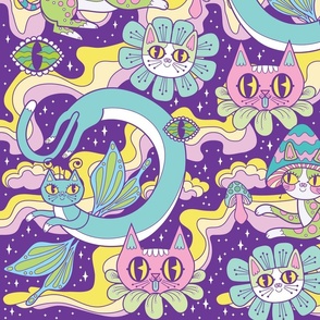 Psychedelic Cats Purple Small