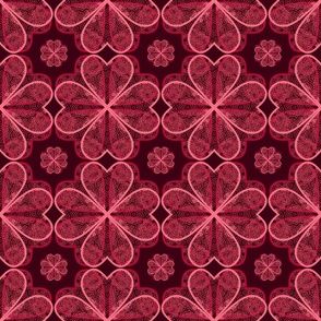 (S) Lovely Red & Pink Valentine Heart Floral Pattern