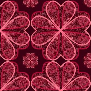 (L) Lovely Red & Pink Valentine Heart Floral Pattern