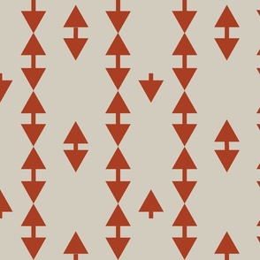 Modern Southwestern - Geometric Arrows  Rows - Rich Terracotta and Warm Beige