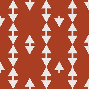 Arrows in Vertical Rows - Southwestern Shapes - Rich Terracotta and Beige -Medium