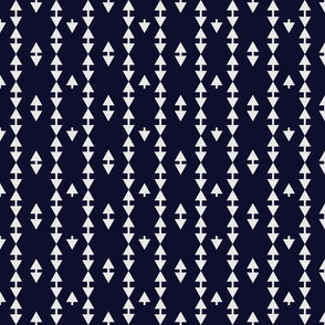 Arrows in Vertical Rows - Southwestern Shapes - Midnight Blue and Beige - Small