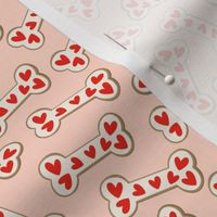 Valentine's Day dog bone Cookies and hearts on pink 4x4