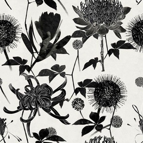Black & White asymmetrical floral