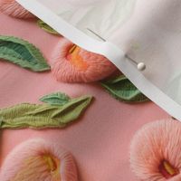 3d Embroidery Pink Peach Pattern