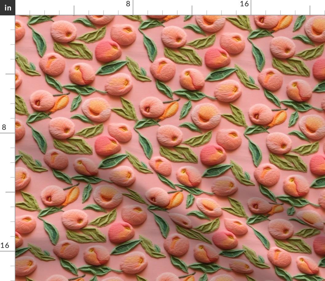 3d Embroidery Pink Peach Pattern