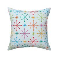 Mid Century Colorful Atomic Stars in pink, red, orange , yellow, blue and teal - Medium Scale 