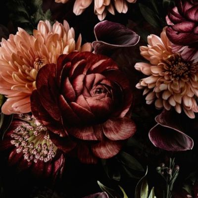 10" Dark Moody Florals - Gothic Real Burgundy Wintry And Autumnal Flowers 1