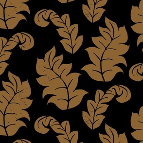 Majestic Gold and Black Acanthus Leaves Large