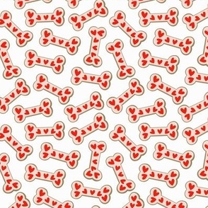 Valentine's Day dog bone cookies and hearts 4x4