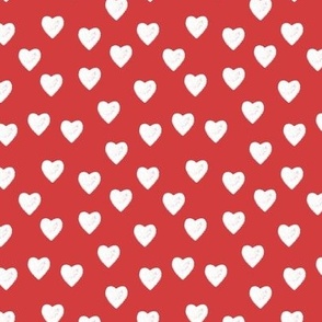 Valentine slightly textured white bold hearts on red 4x4
