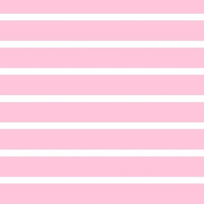Pastel Pink Stripes (Horizontal) in Pastel Pink and White - Large - Light Pink Stripes, Candy Stripes, Pastel Easter Stripes