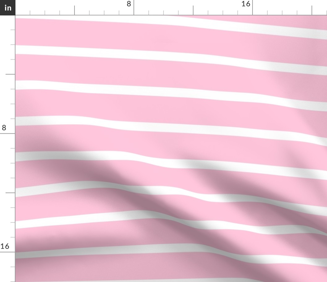 Pastel Pink Stripes (Horizontal) in Pastel Pink and White - Large - Light Pink Stripes, Candy Stripes, Pastel Easter Stripes