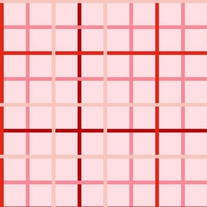Reds and pinks Valentine's Day grid on pink backgroud 6x6