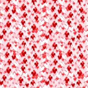 Layered Valentine’s Day hearts, white, red, pinks 4x4