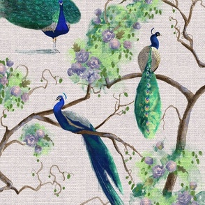 Peacocks Roosting -Large scale - Cheryl Bruce