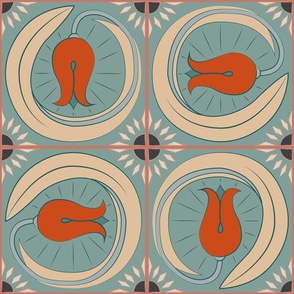 Faux tile tulip pattern