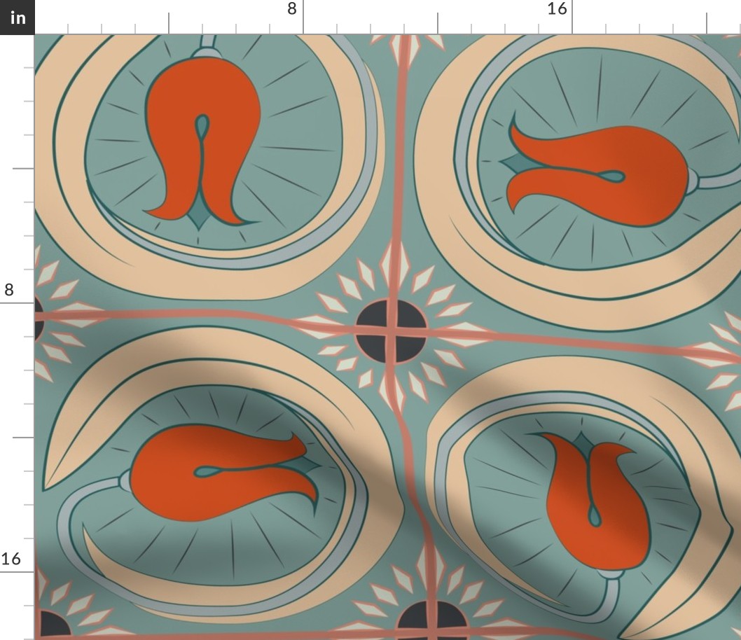 Faux tile tulip pattern