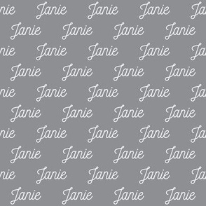 7 per 6" Janie: Nickainley Font on Stella Gray