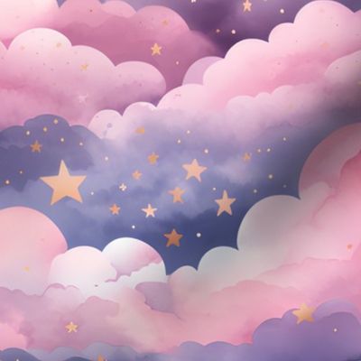 Pink Clouds & Stars - large